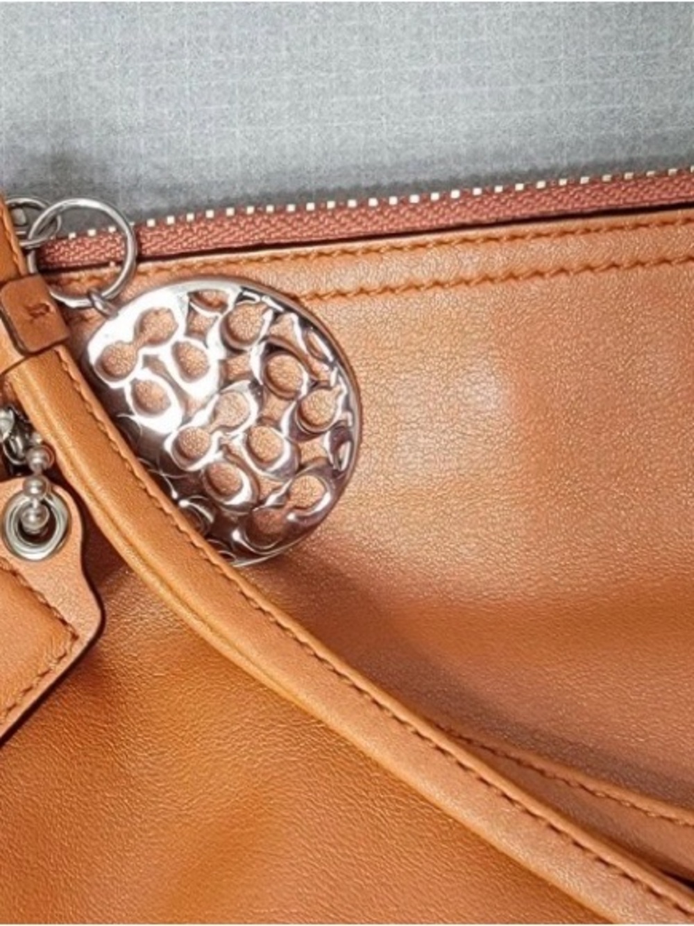 Coach Ali Hobo Tangerine Leather Shoulder Bag with Signature Charm - Picture 4 of 12